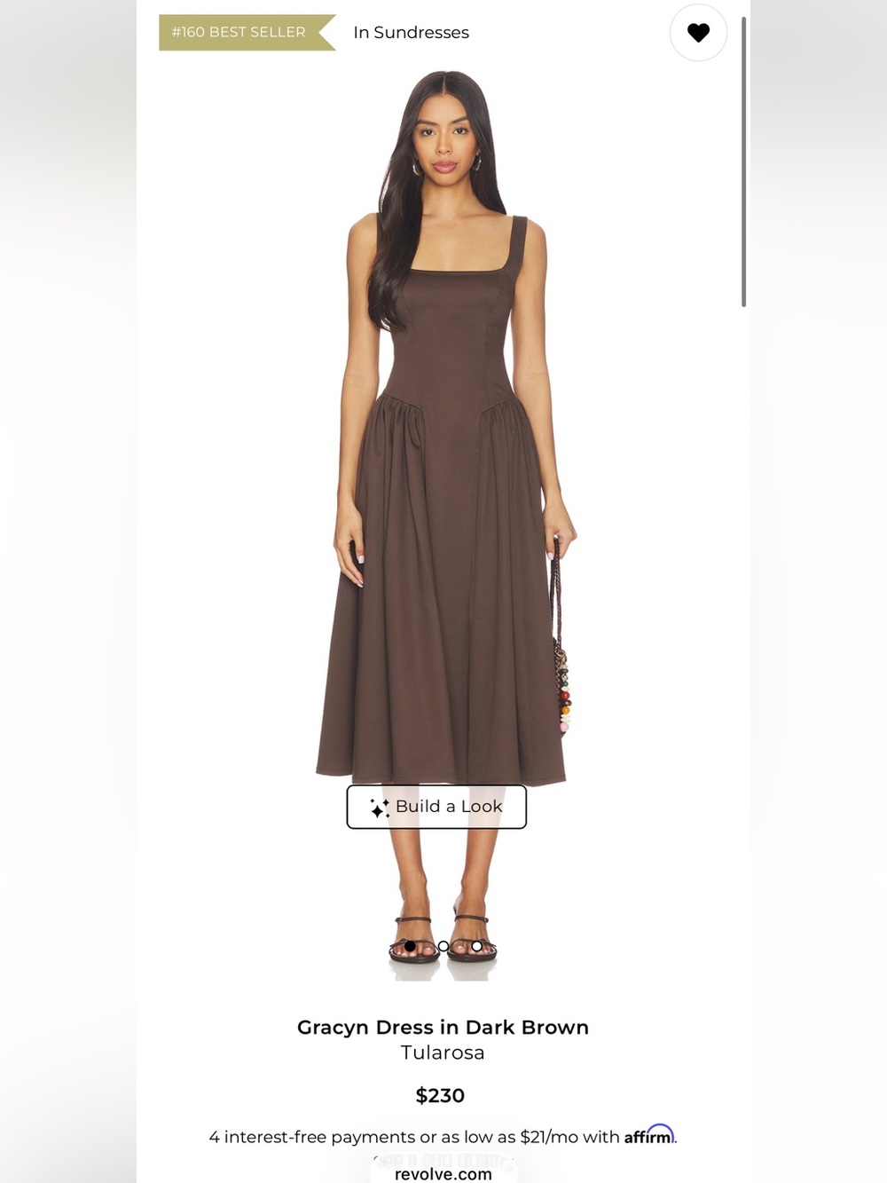 Revolve tularosa gracyn dress dark brown XS